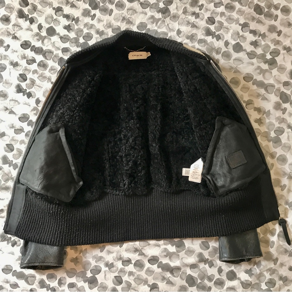 Coach 1941 Shearling Leather Patchwork Bomber Jac… - image 7